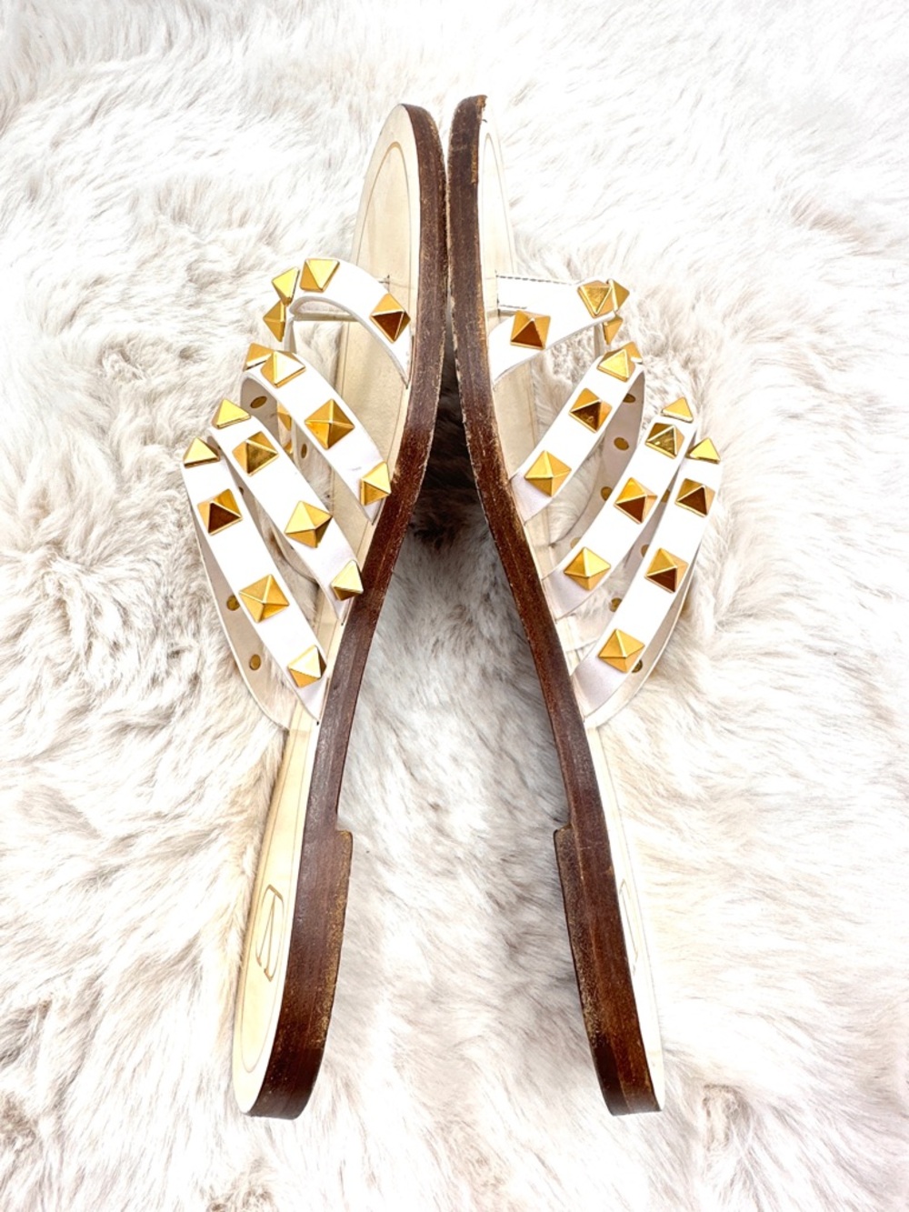 Valentino Garavani Rockstud Flair Cage Thong Sandals Size 37 US 7 Studded Slides - Picture 9 of 13